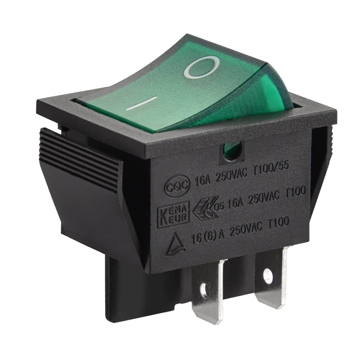 Heschen Rocker Switch On Off Dpst 4 Terminals Green Light